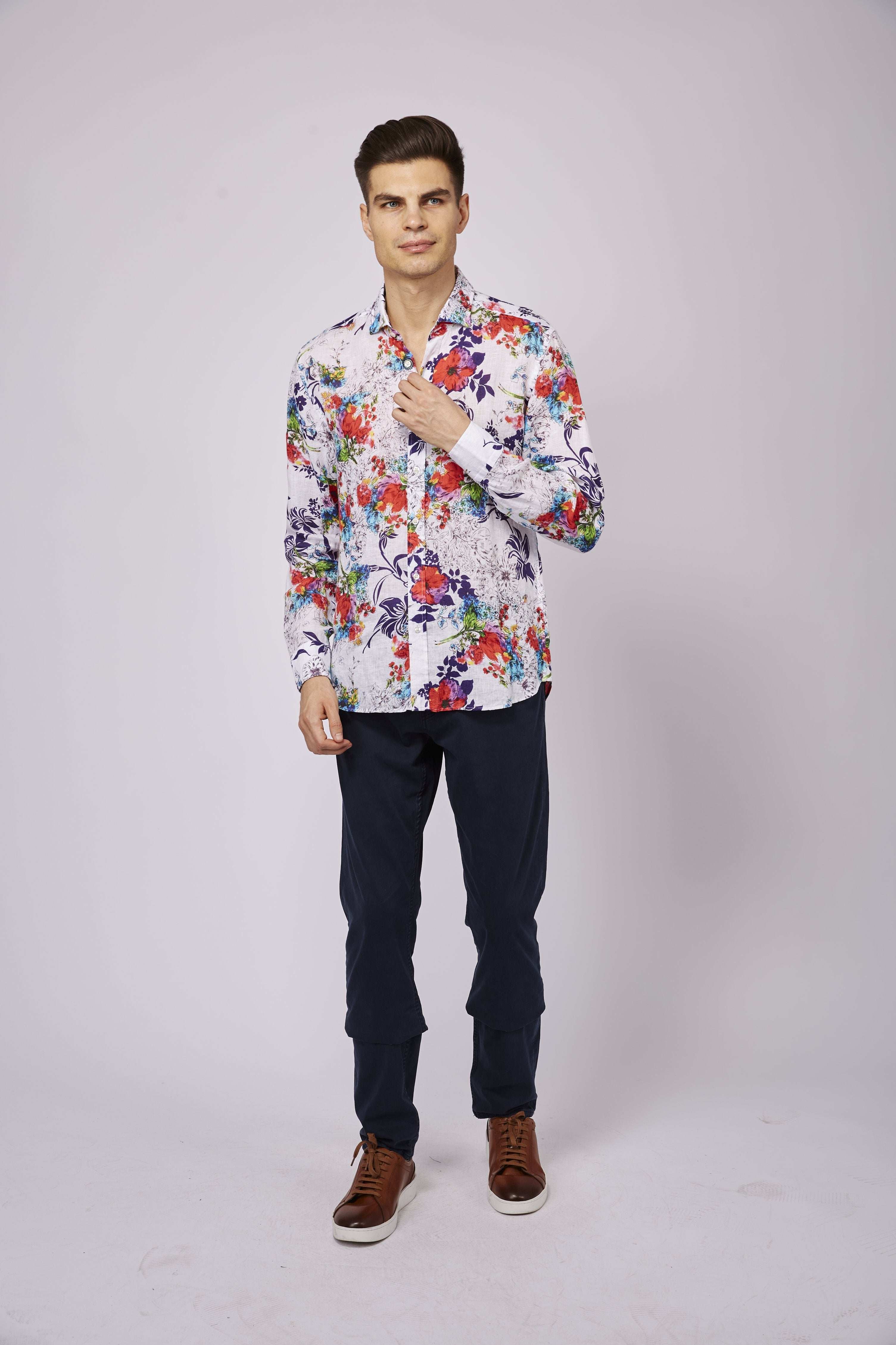 Leo White Floral Shirt