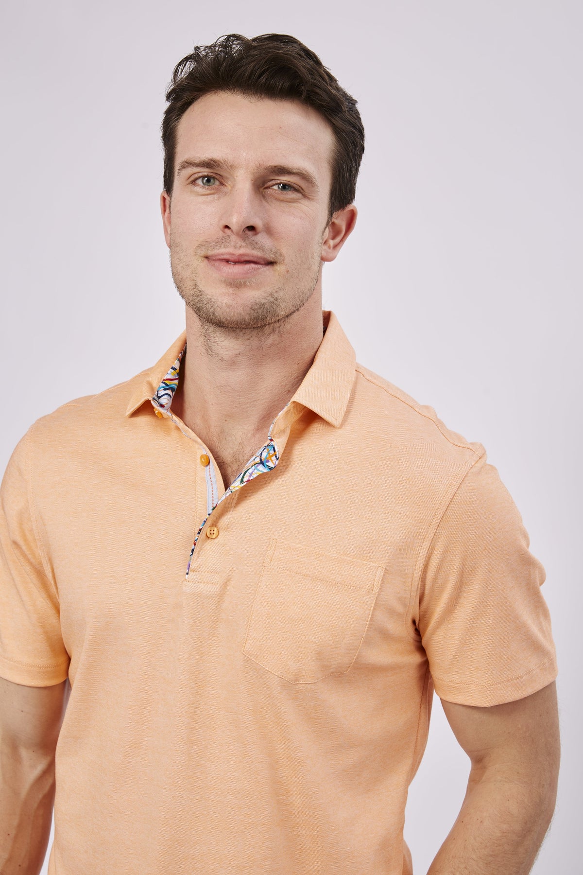 Max Colton Melon Orange Knit Polo