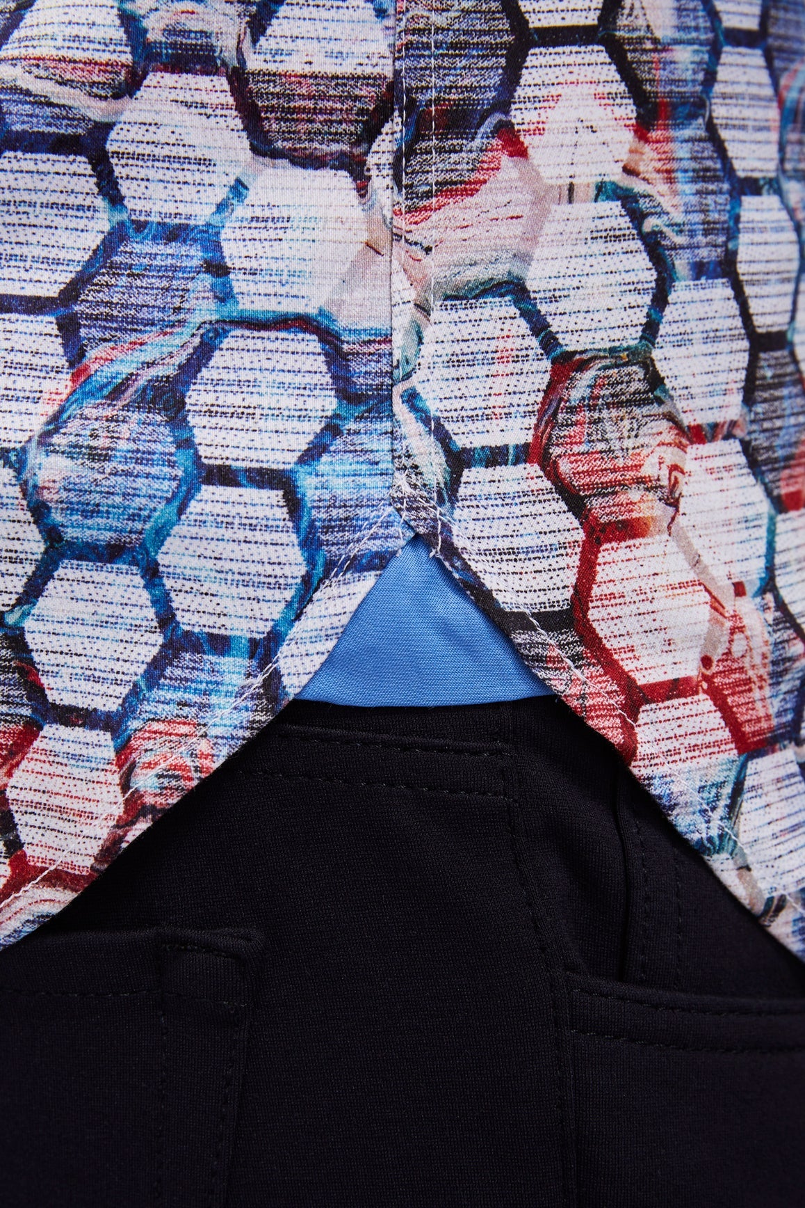 Multi Navy and White with Black Hexagon Shirt