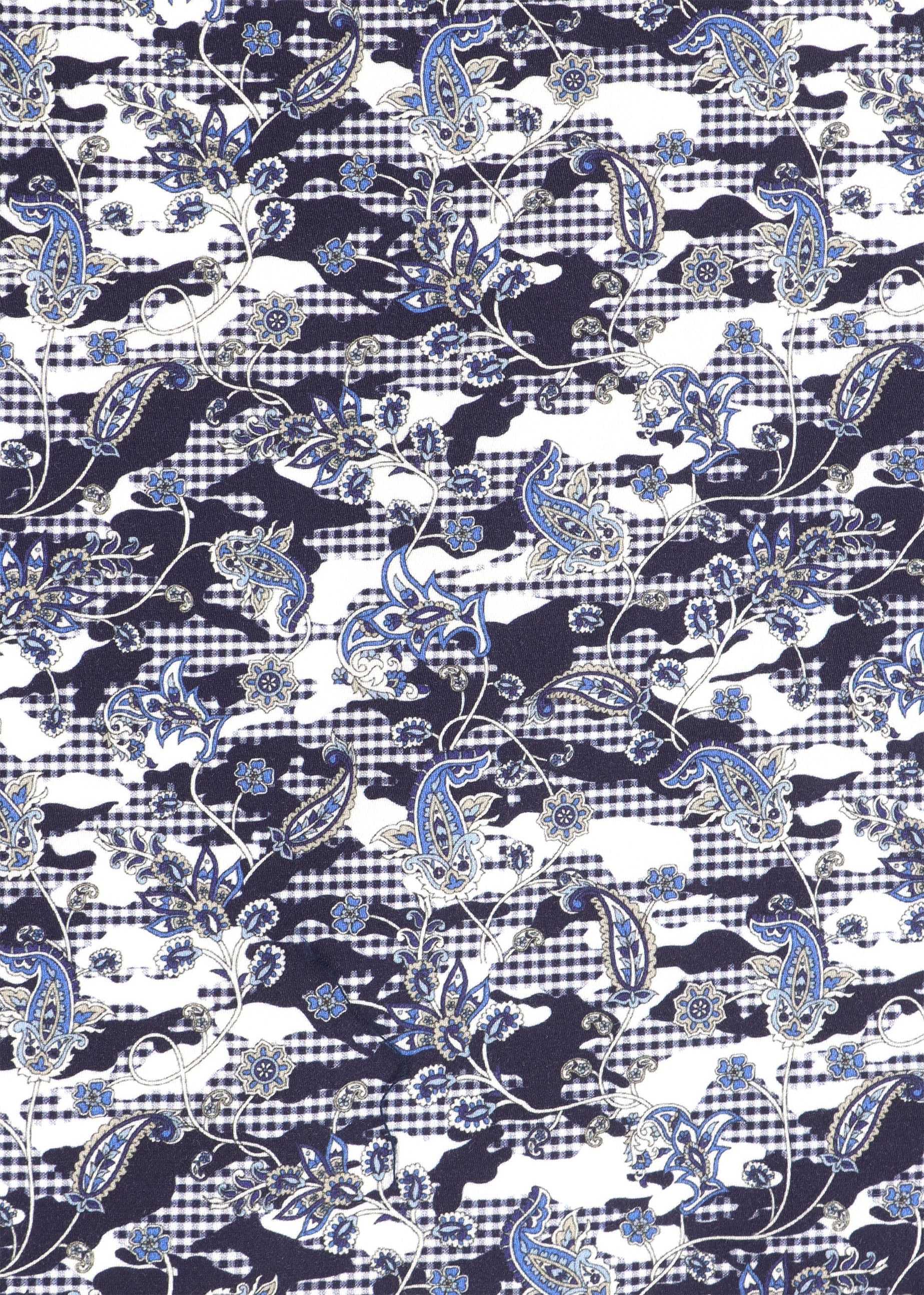 Navy and White Camo Paisley Shirt