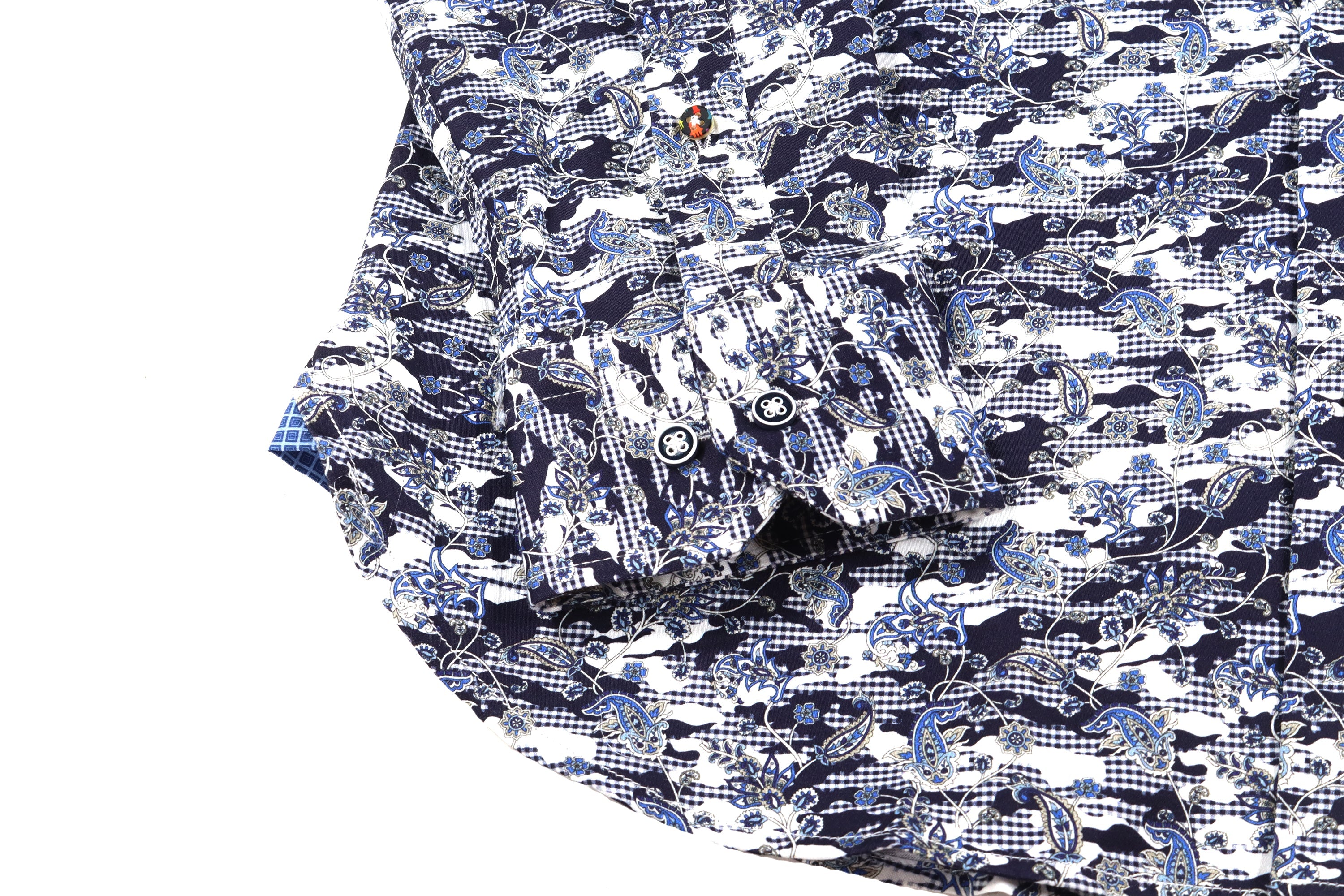 Navy and White Camo Paisley Shirt
