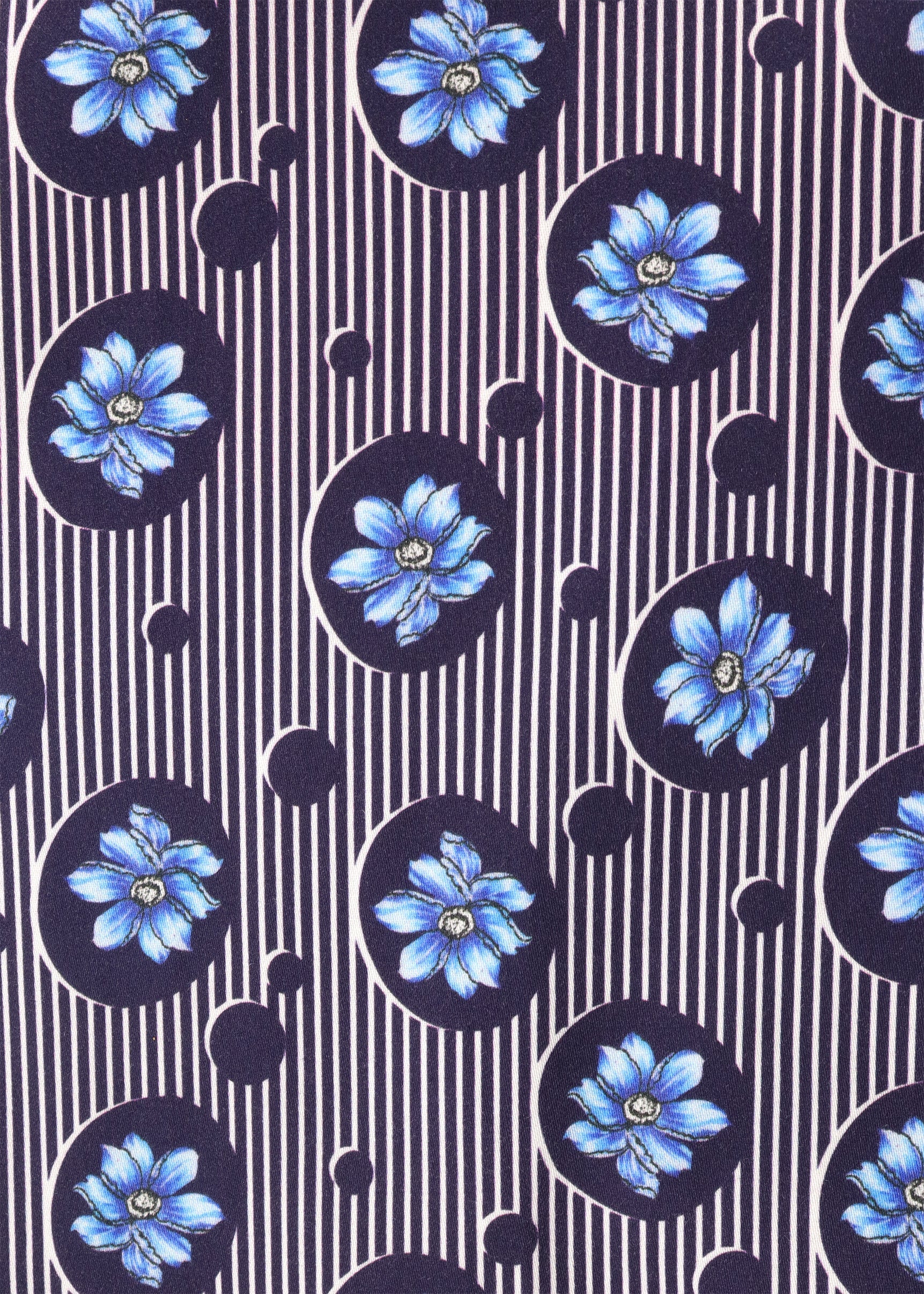 Navy and White Stripes with Royal Blue Floral Shirt