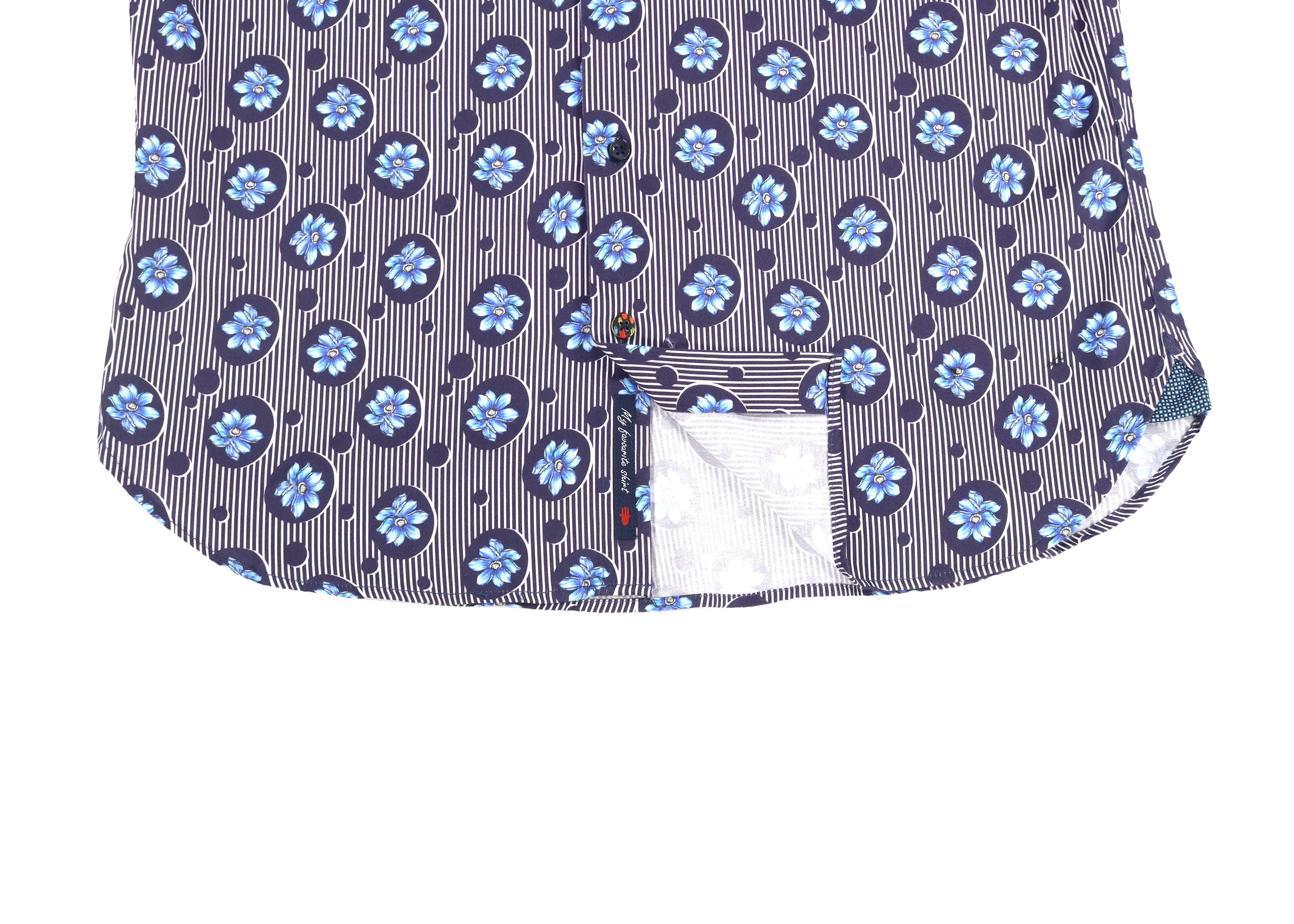 Navy and White Stripes with Royal Blue Floral Shirt