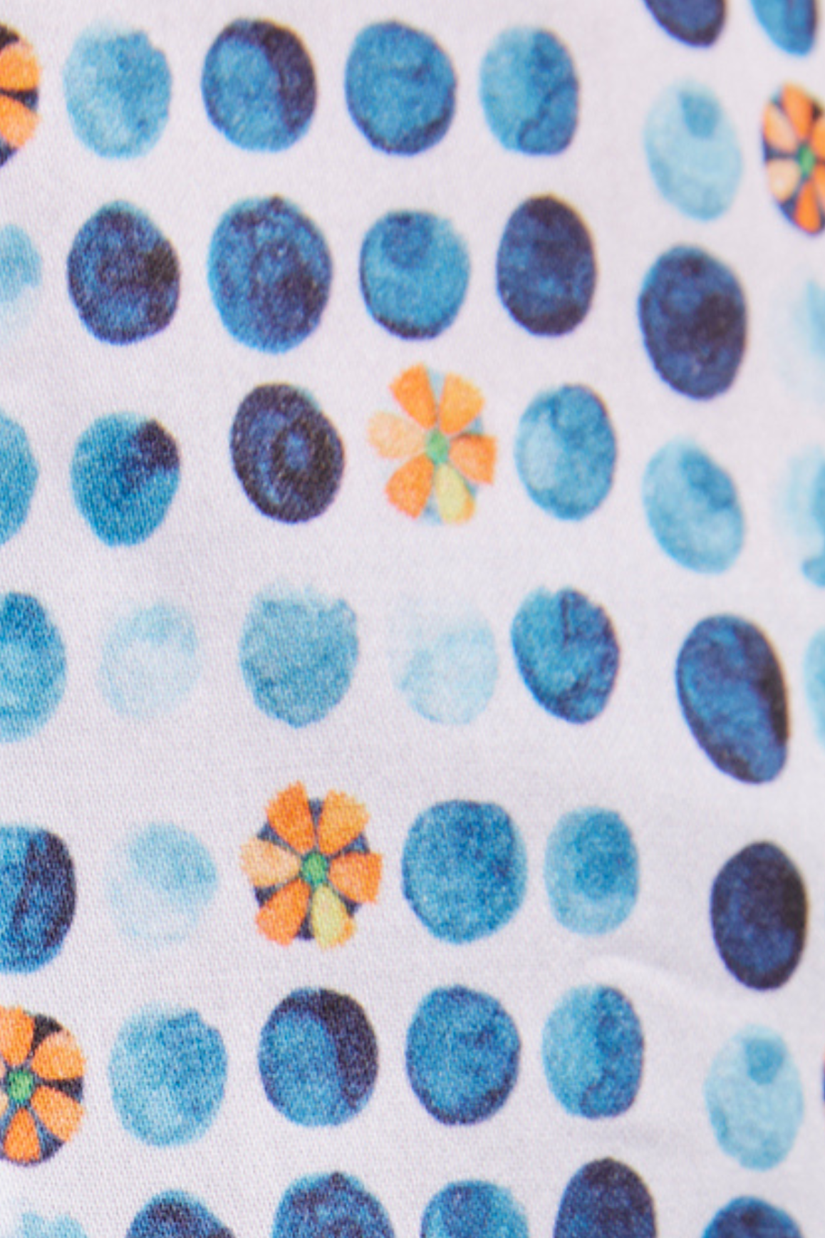 Navy Circles and Orange Floral Shirt