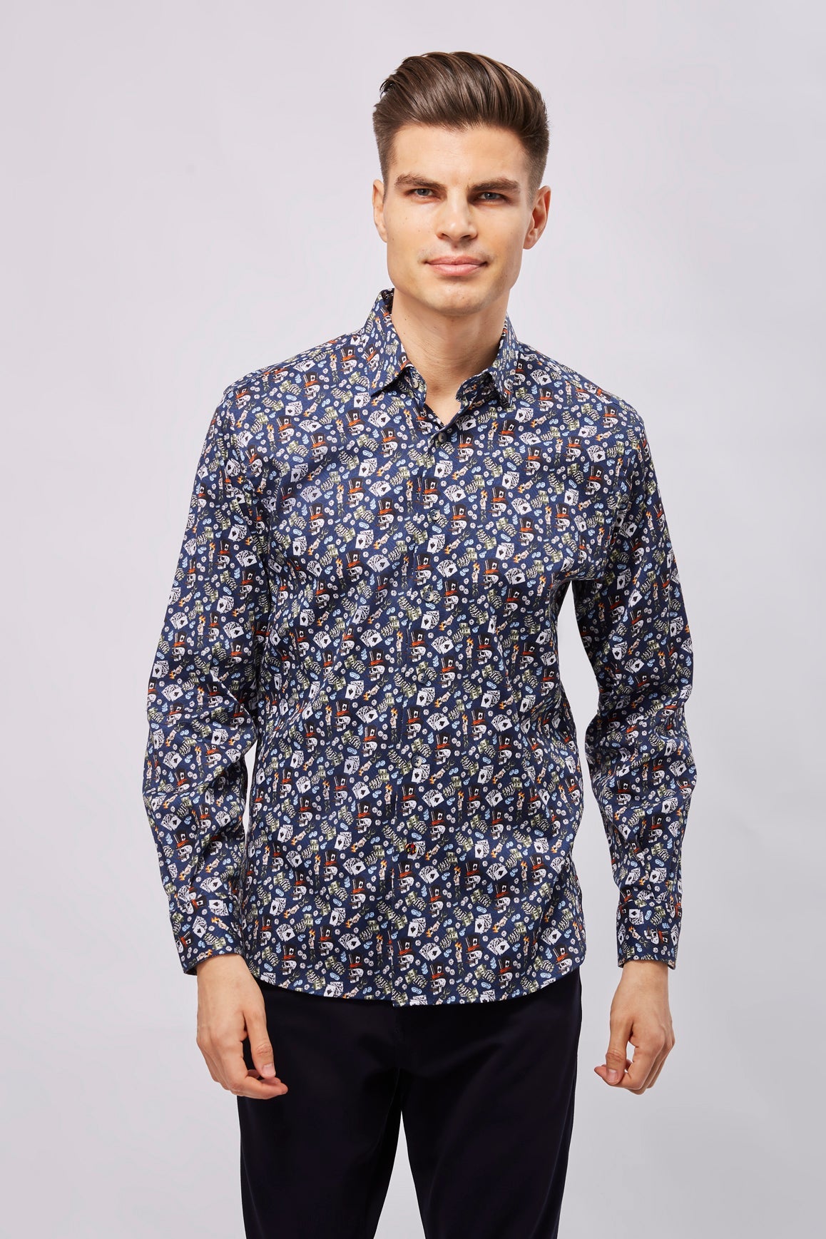 Navy with Skulls  Shirt