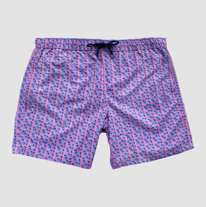 Pink with Leaves Swim Shorts