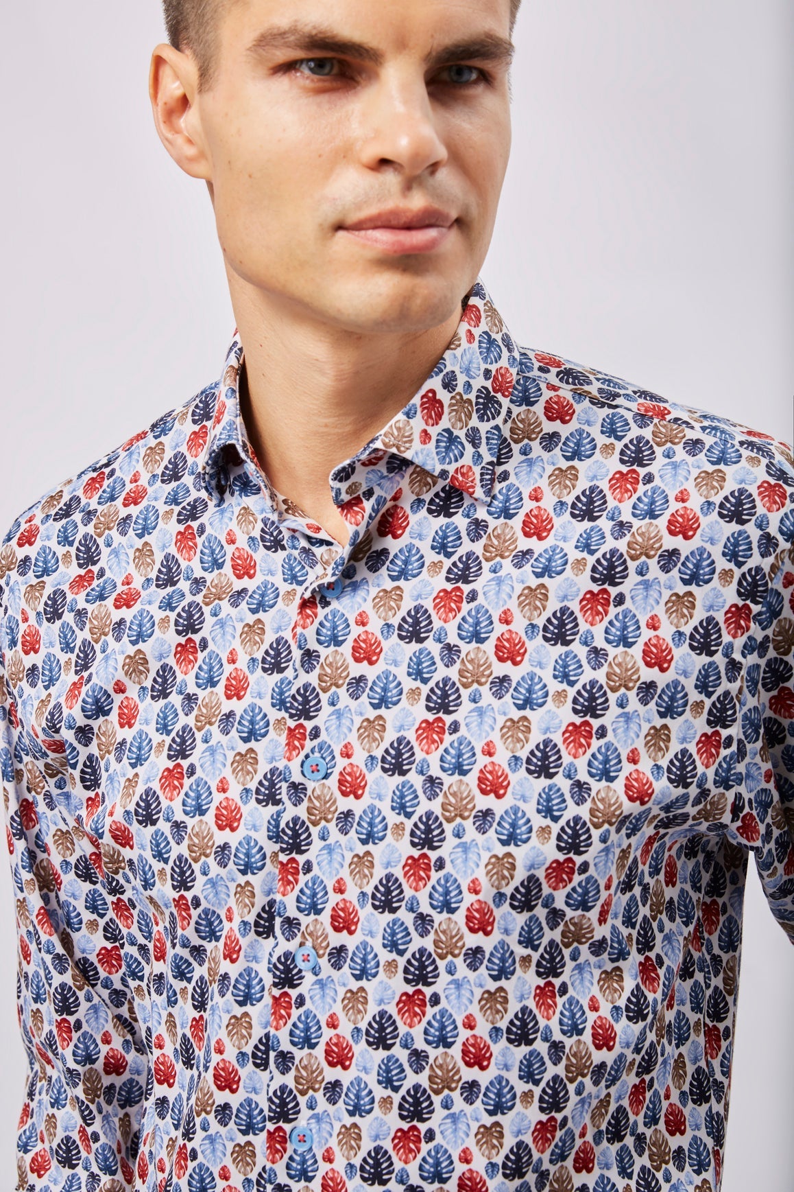 White with Multicolor Leaves Shirt