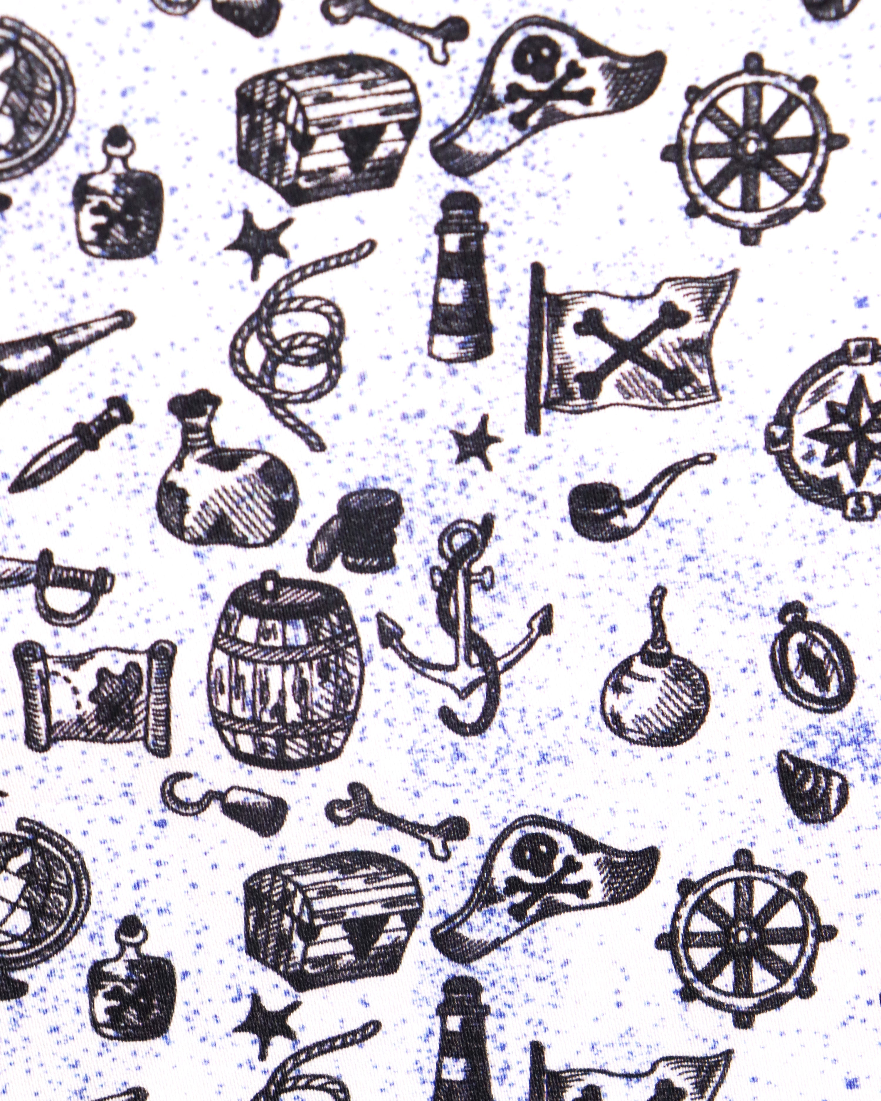 White with Blue Paint Splatter Nautical Print