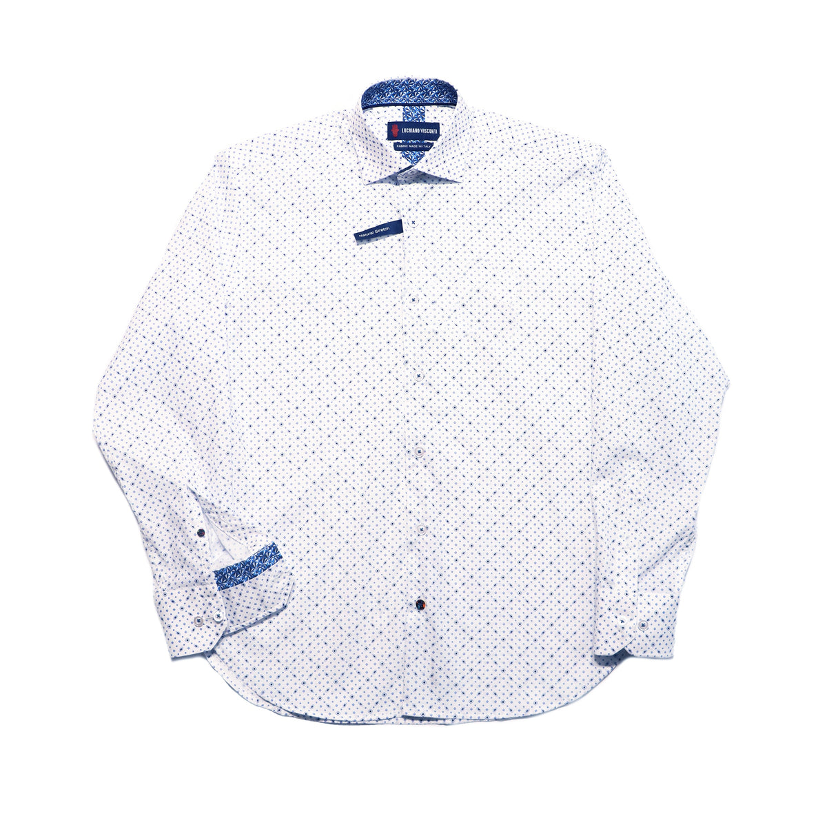 White with Blue Squares & Ovals