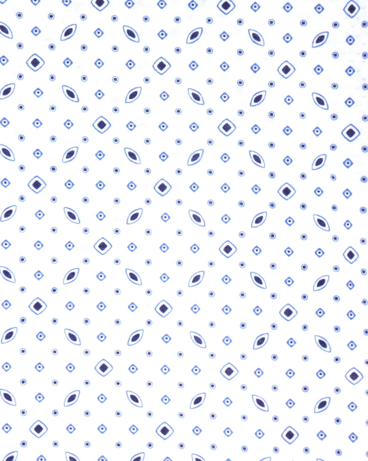 White with Blue Squares & Ovals