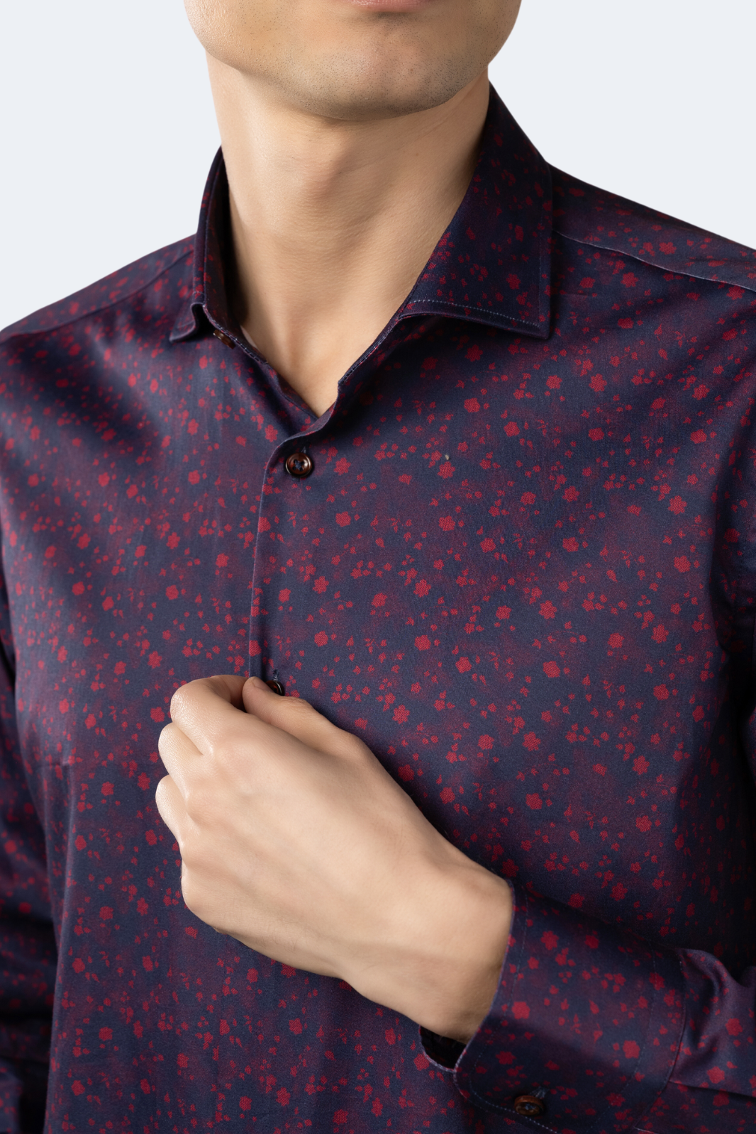 Leo Burgundy and Navy Splatter Jacquard Shirt