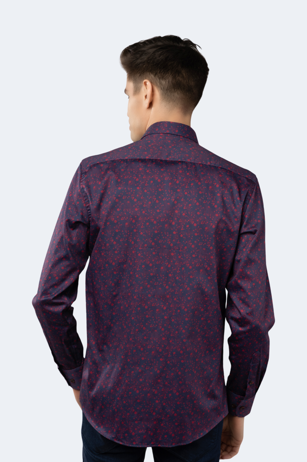 Leo Burgundy and Navy Splatter Jacquard Shirt