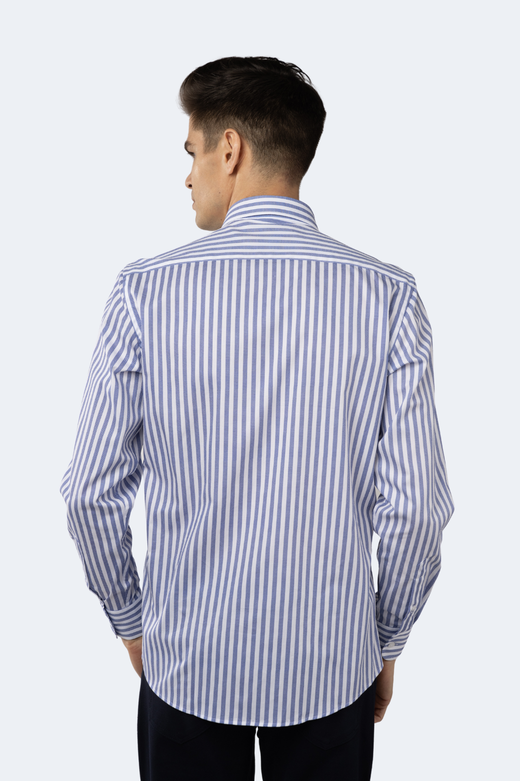 Leo White and Navy Stripe Jacquard Shirt