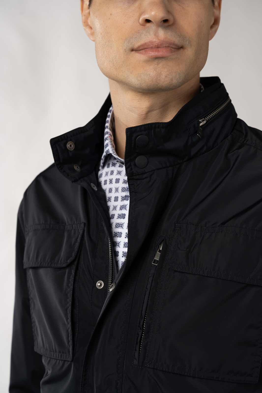 Navy Rayon Windbreaker