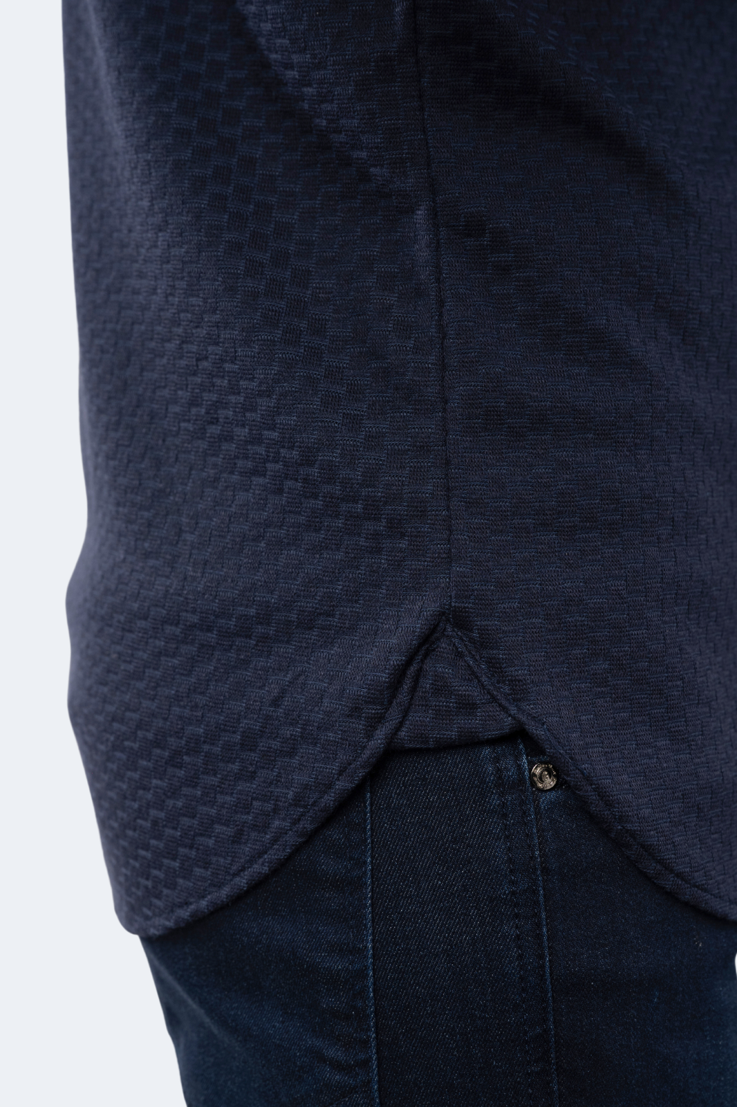 Navy Woven Jacquard Boxed Solid Shirt