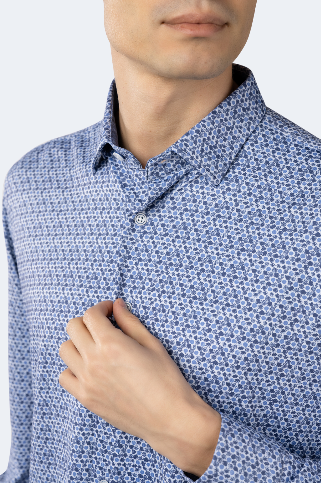 White, Dodger Blue and Sky Blue Circular Shirt