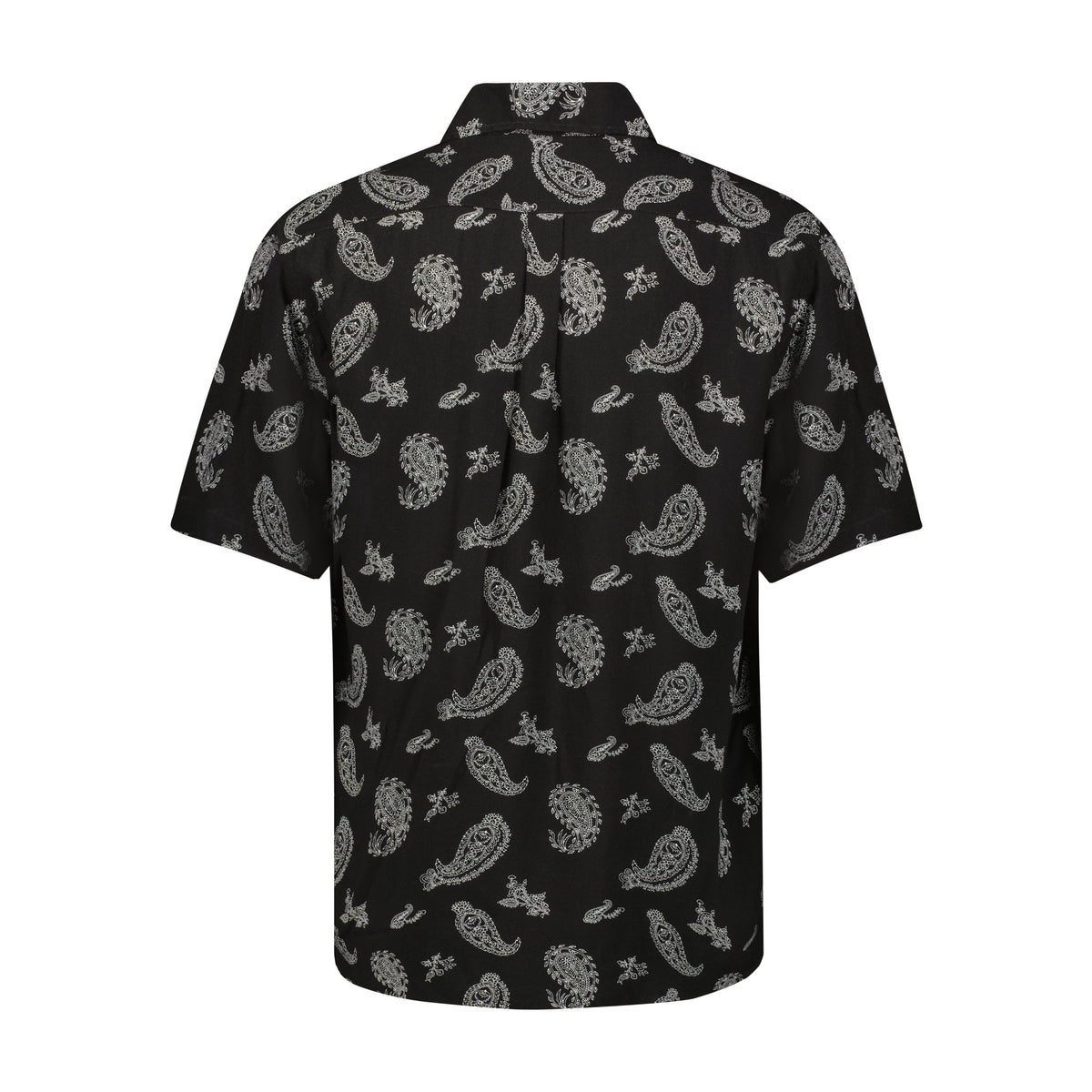 Black and White Paisley Print Short Sleeve Shirt