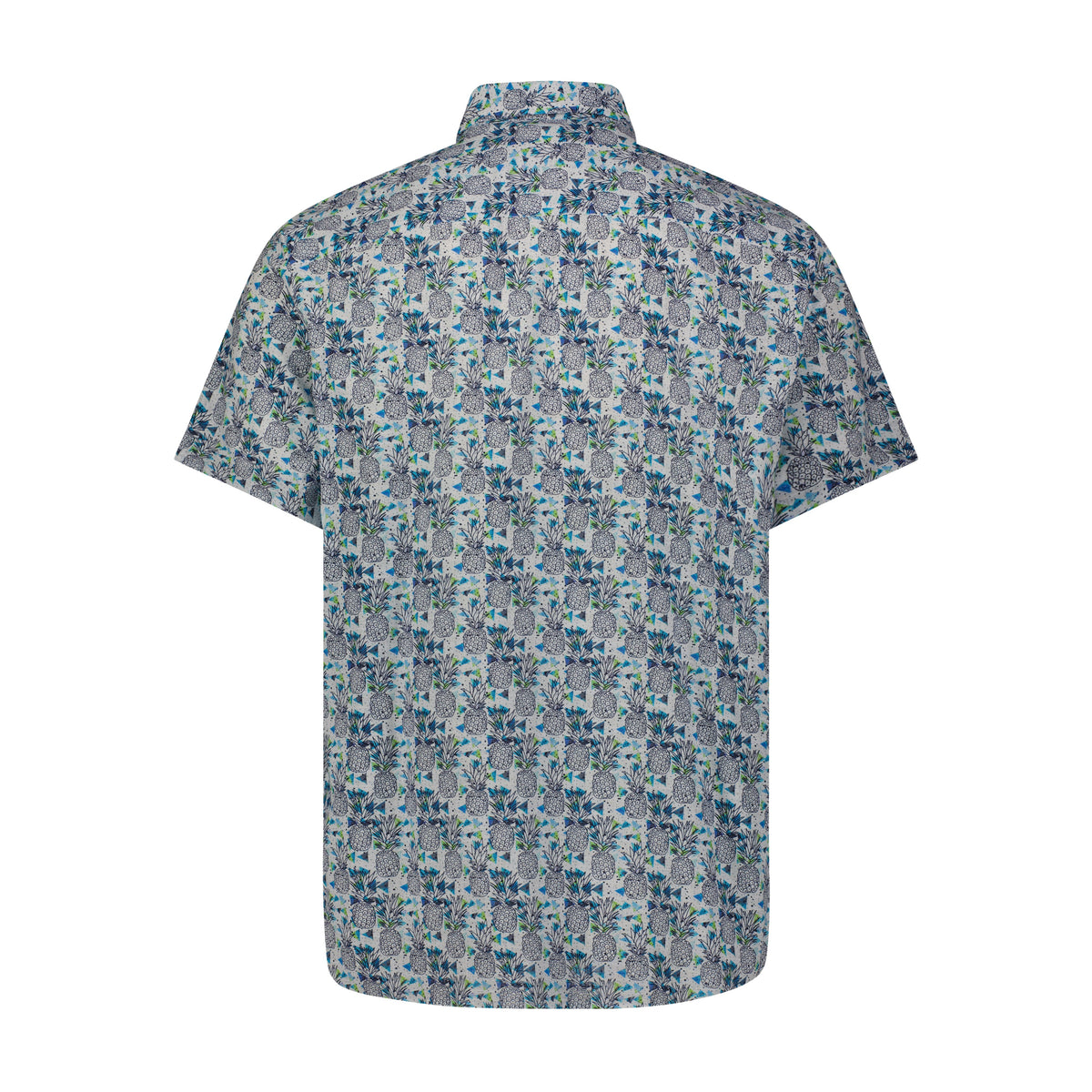 Blue Pineapple Print Short Sleeve Shirt
