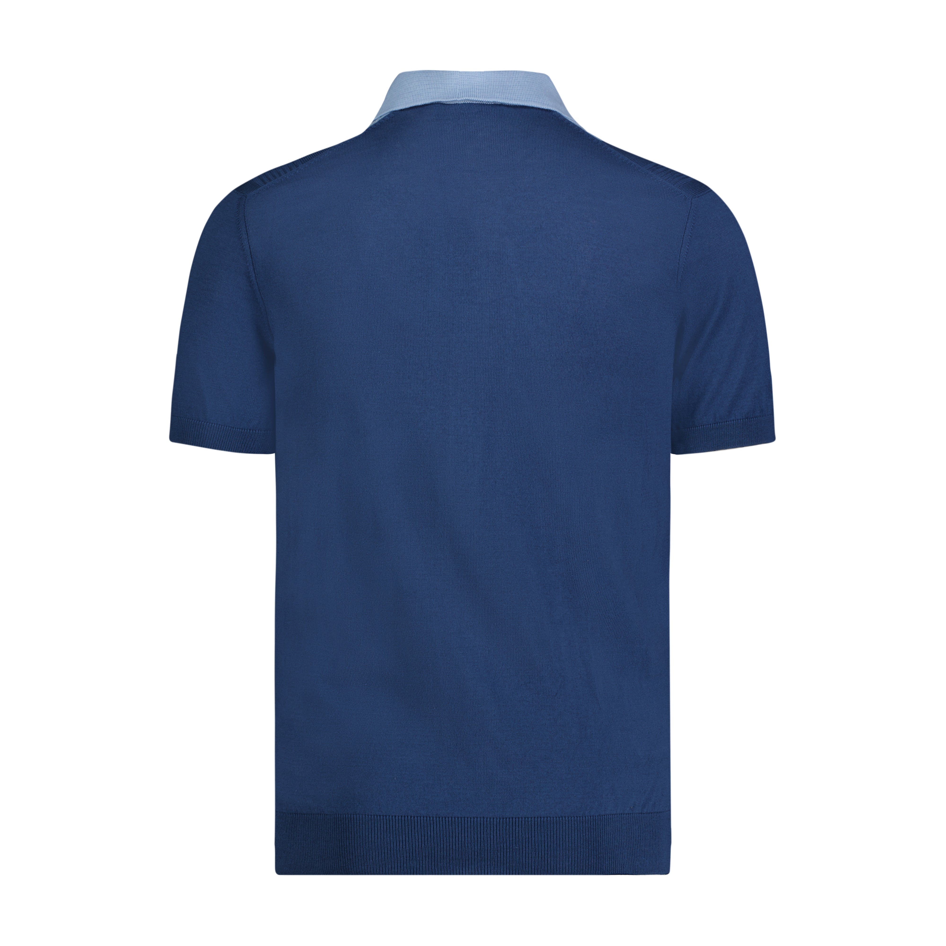 Indigo with Lite Blue Jacquard Short Sleeve Knit Polo