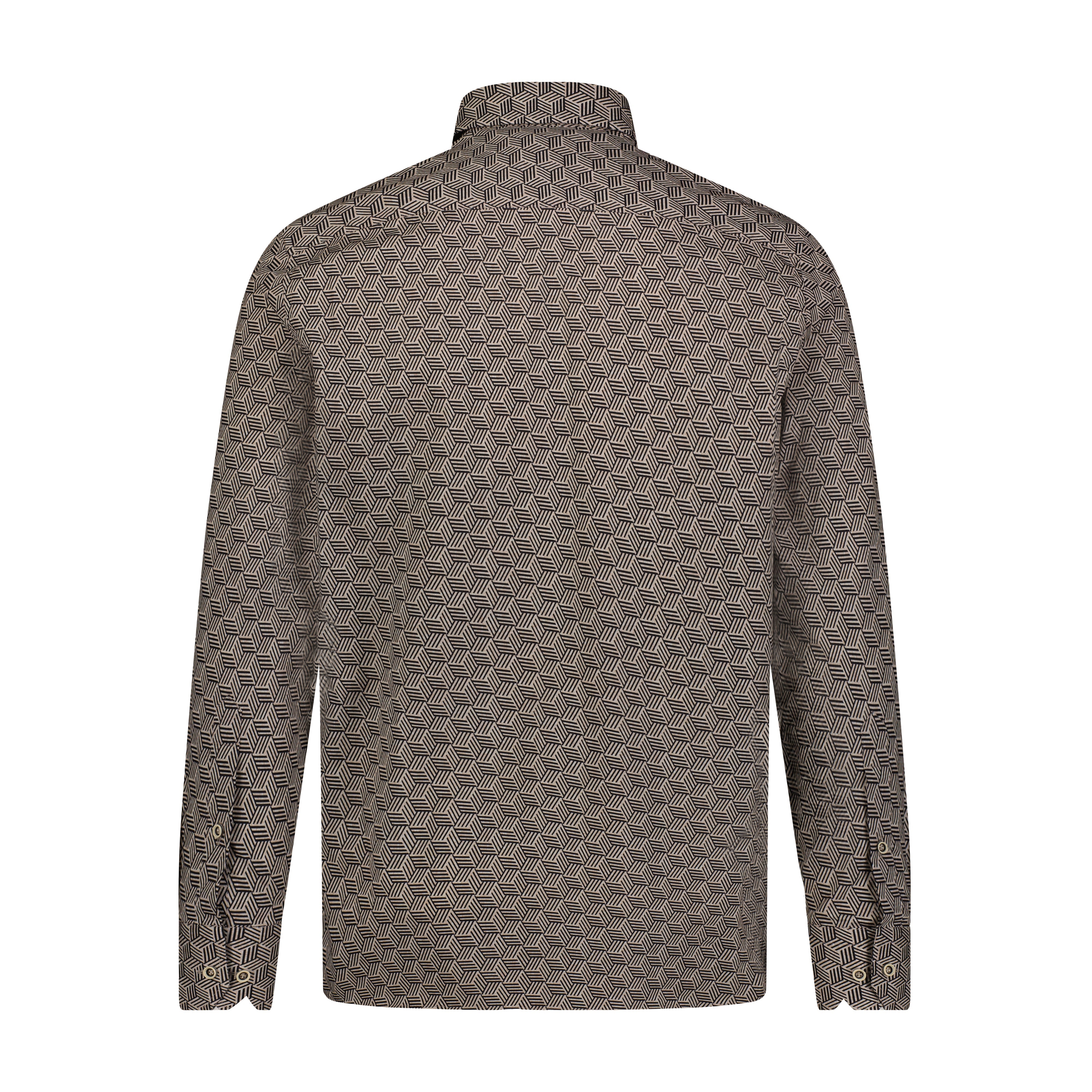 Leo Ecru Geometric Long Sleeve Shirt