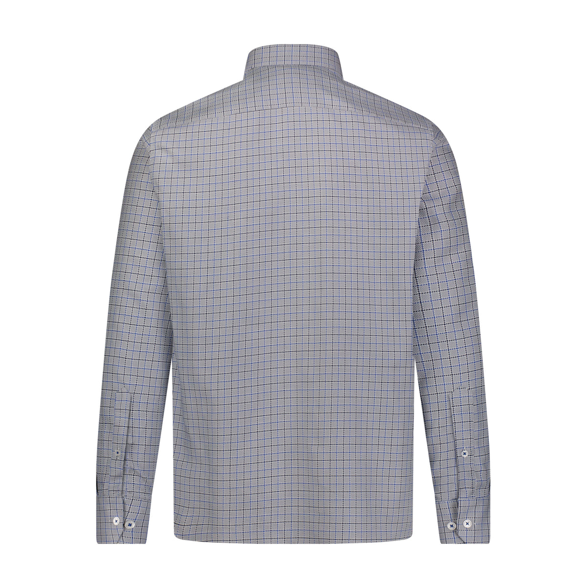 Leo Grey Navy Woven Plaid Long Sleeve Shirt
