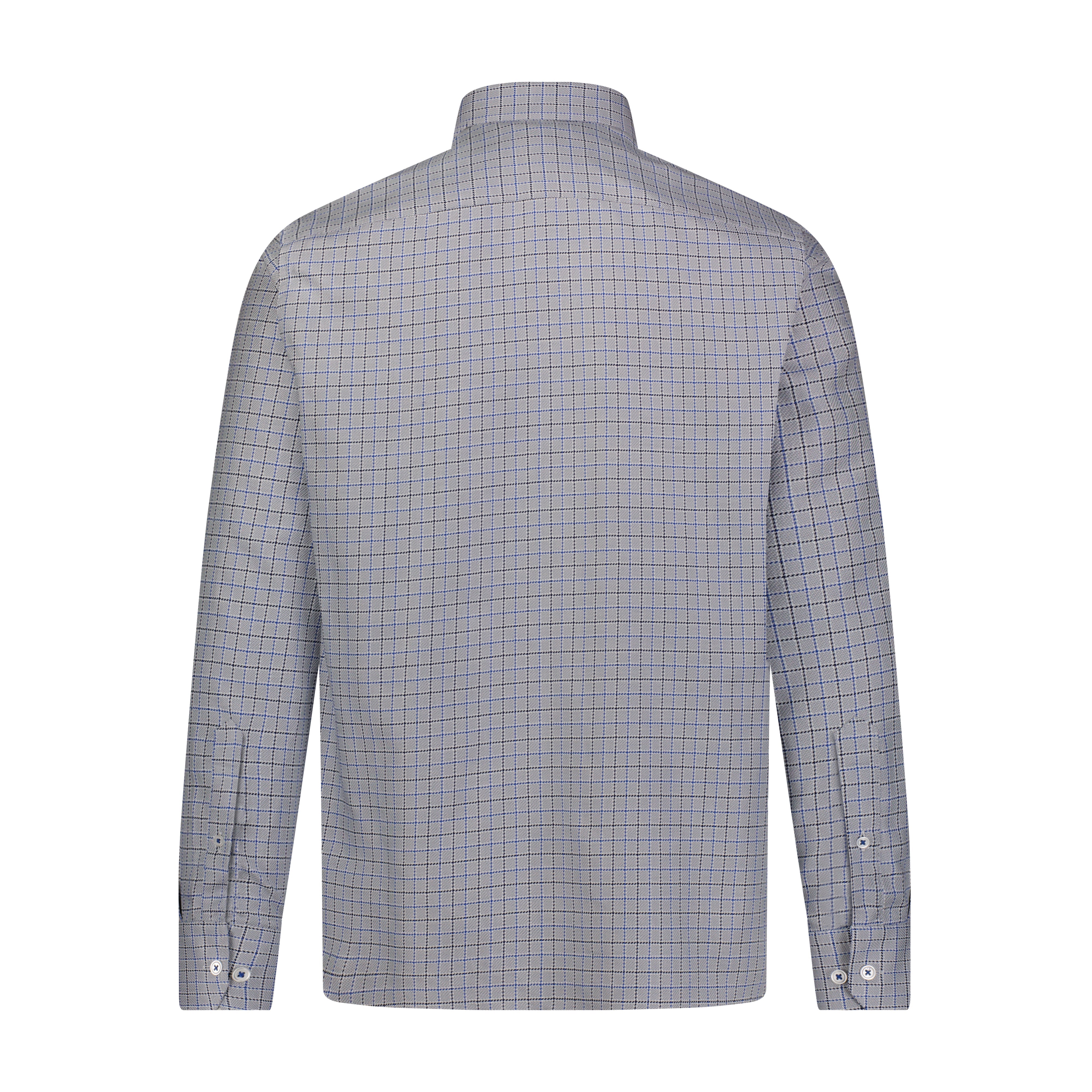Leo Grey Navy Woven Plaid Long Sleeve Shirt