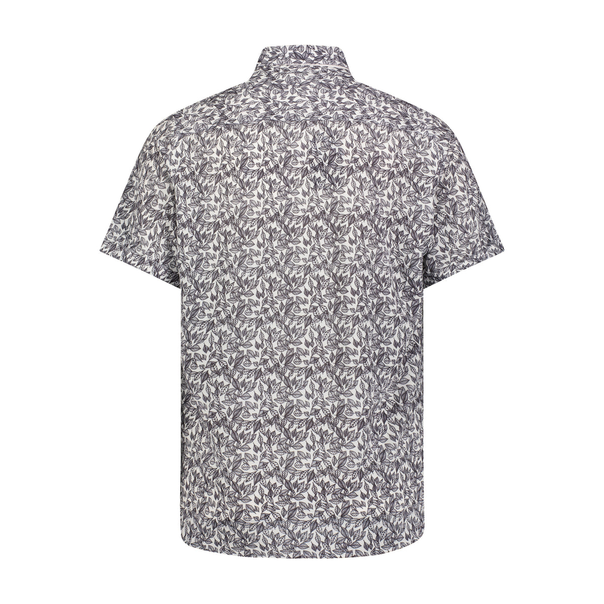 Navy and White Leaf Print Short Sleeve Shirt