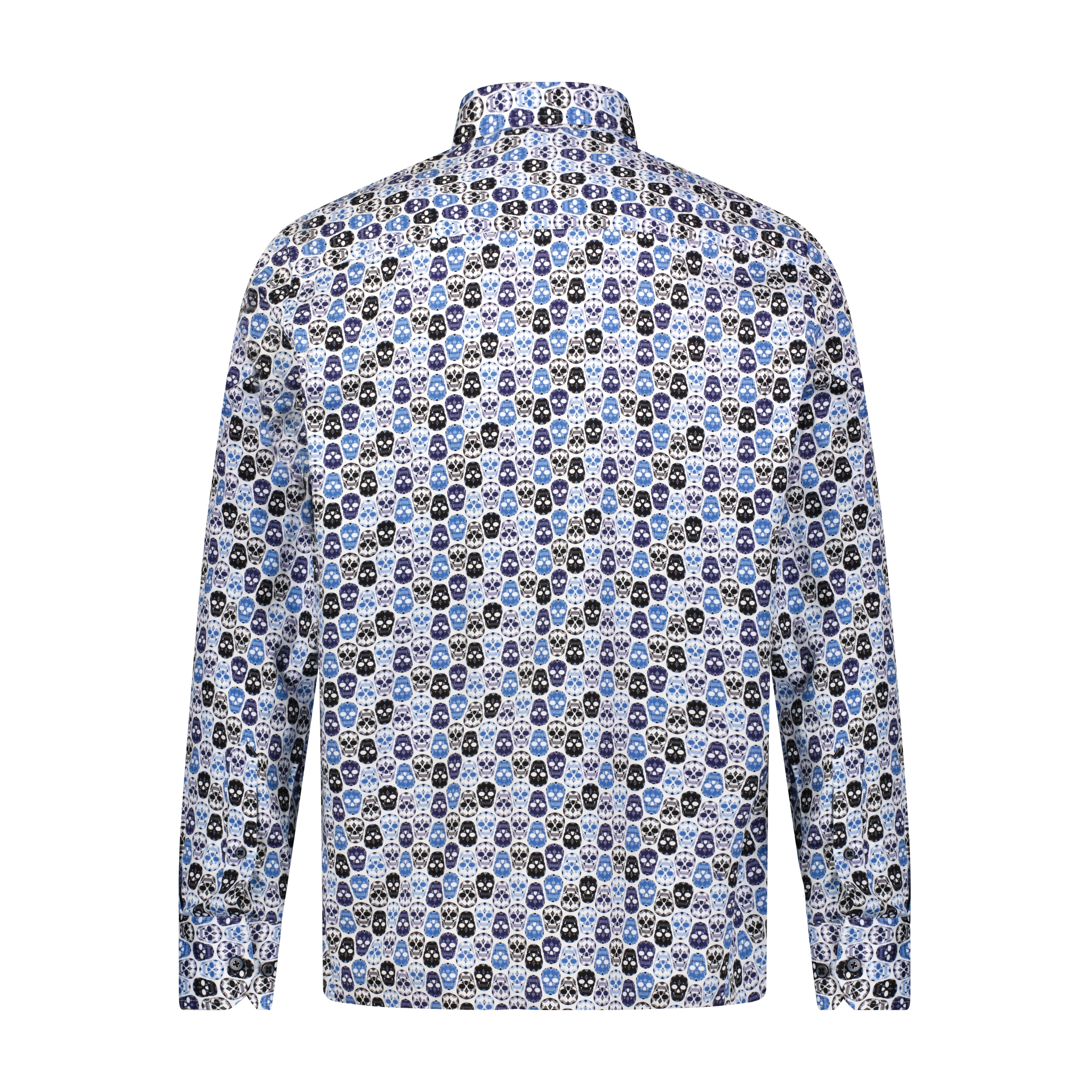 Navy Blue Skull Print Long Sleeve Shirt