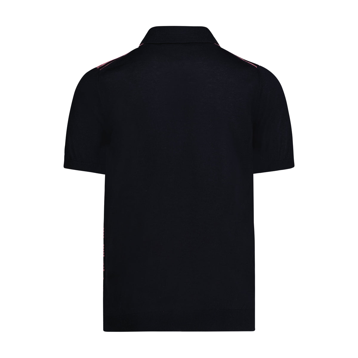 Navy with Dark Pink Zip Design Short Sleeve Knit Polo