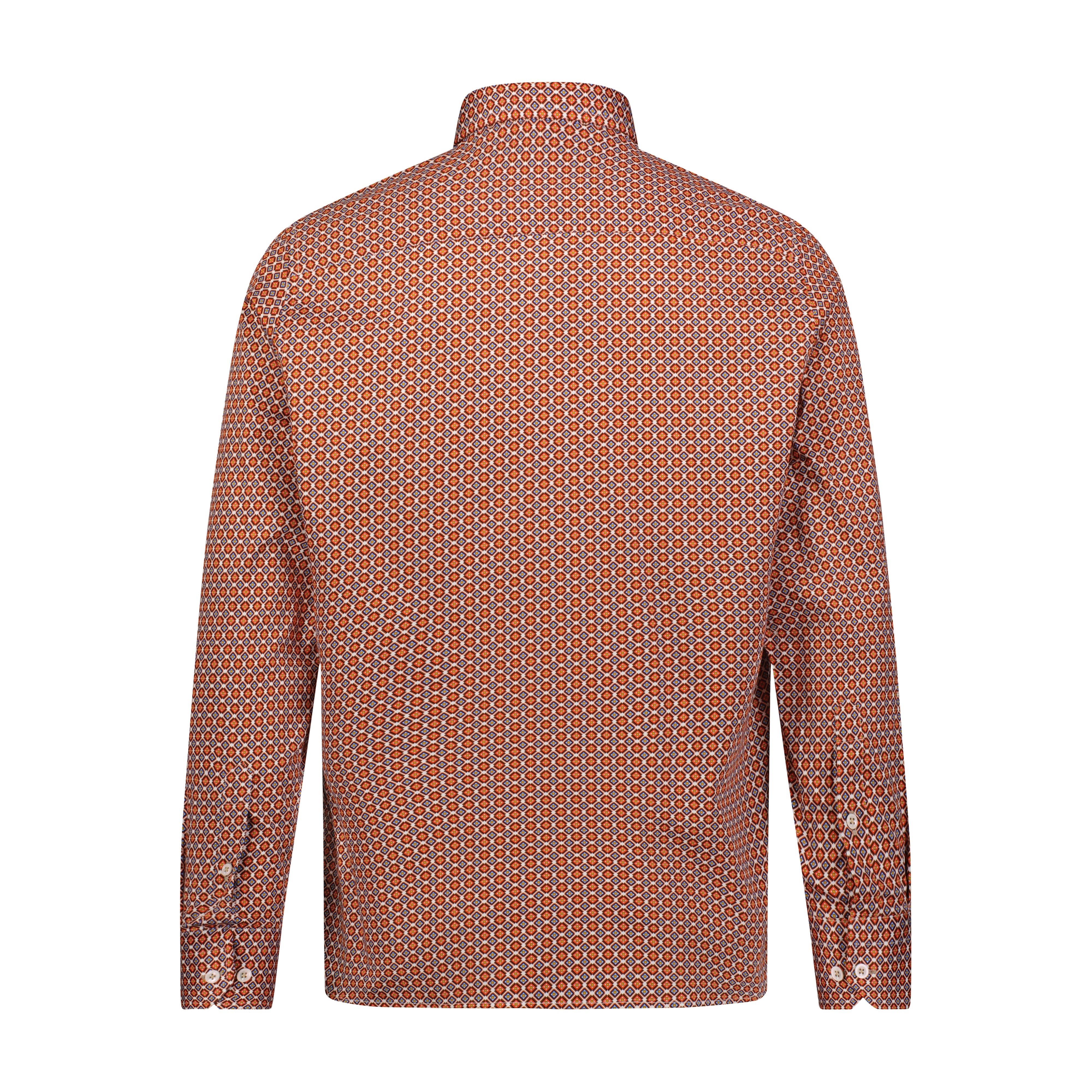 Orange Blue Gold Print Long Sleeve Shirt