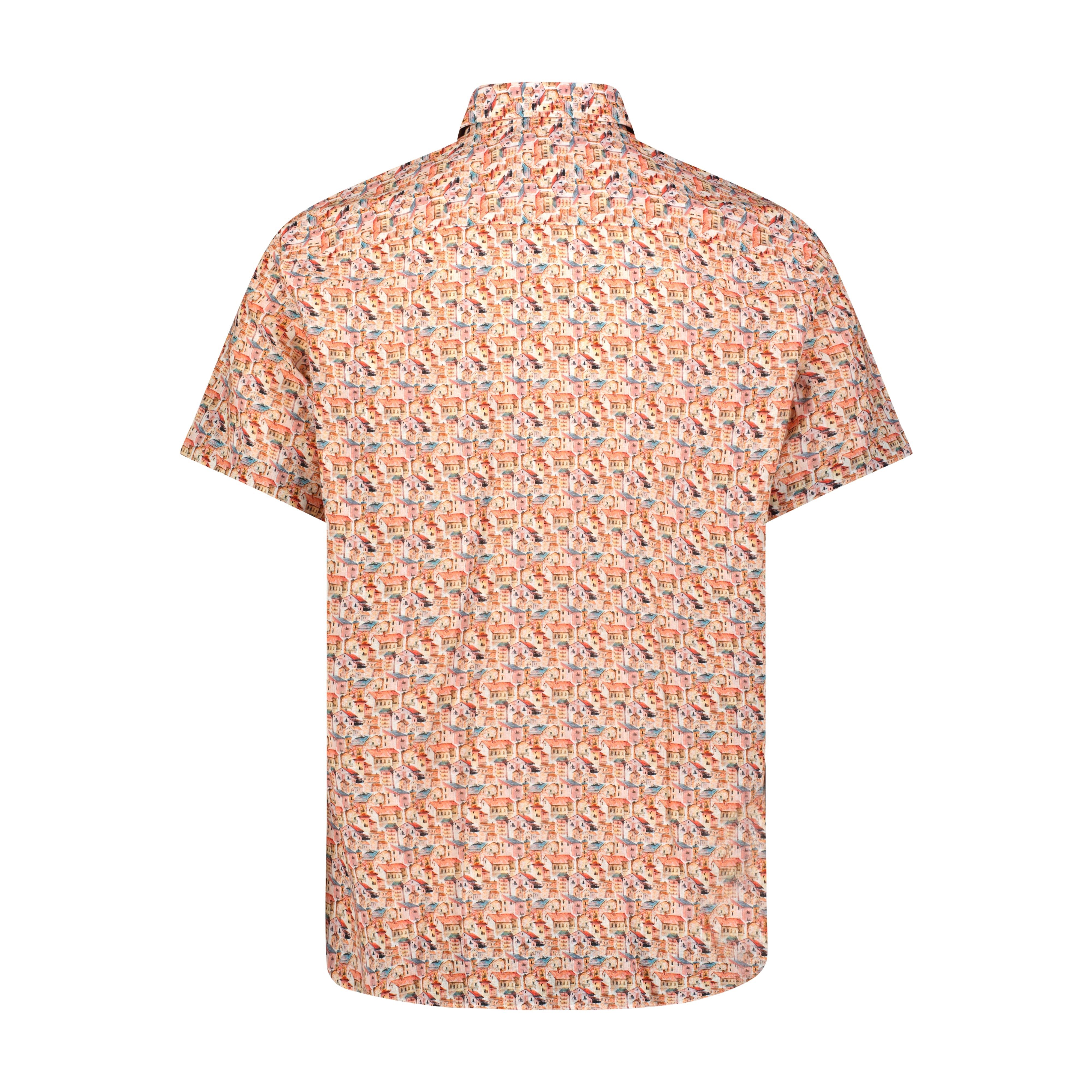 Rustic Town Print Short Sleeve Shirt