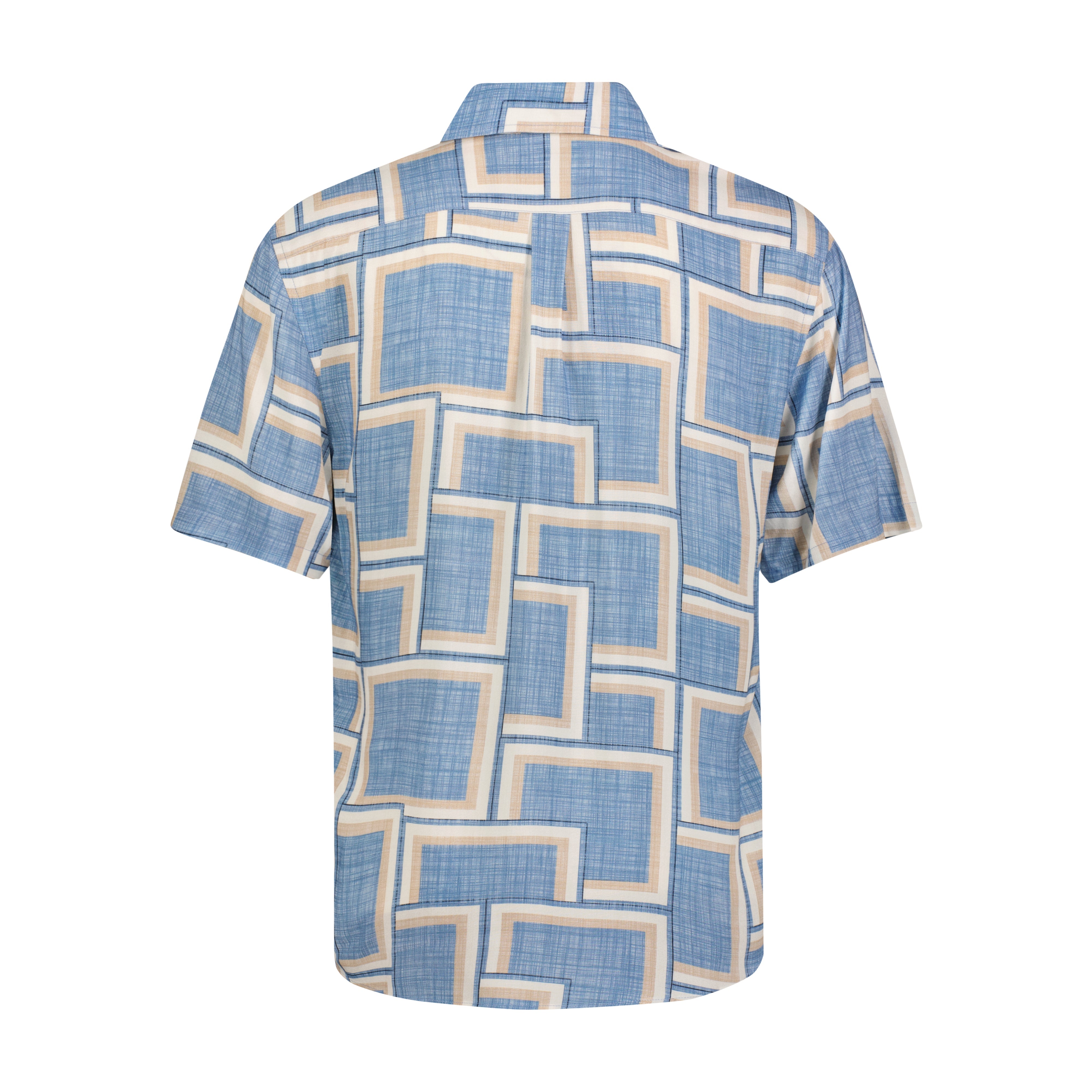 Teal, Beige, and Khaki Box Short Sleeve Shirt