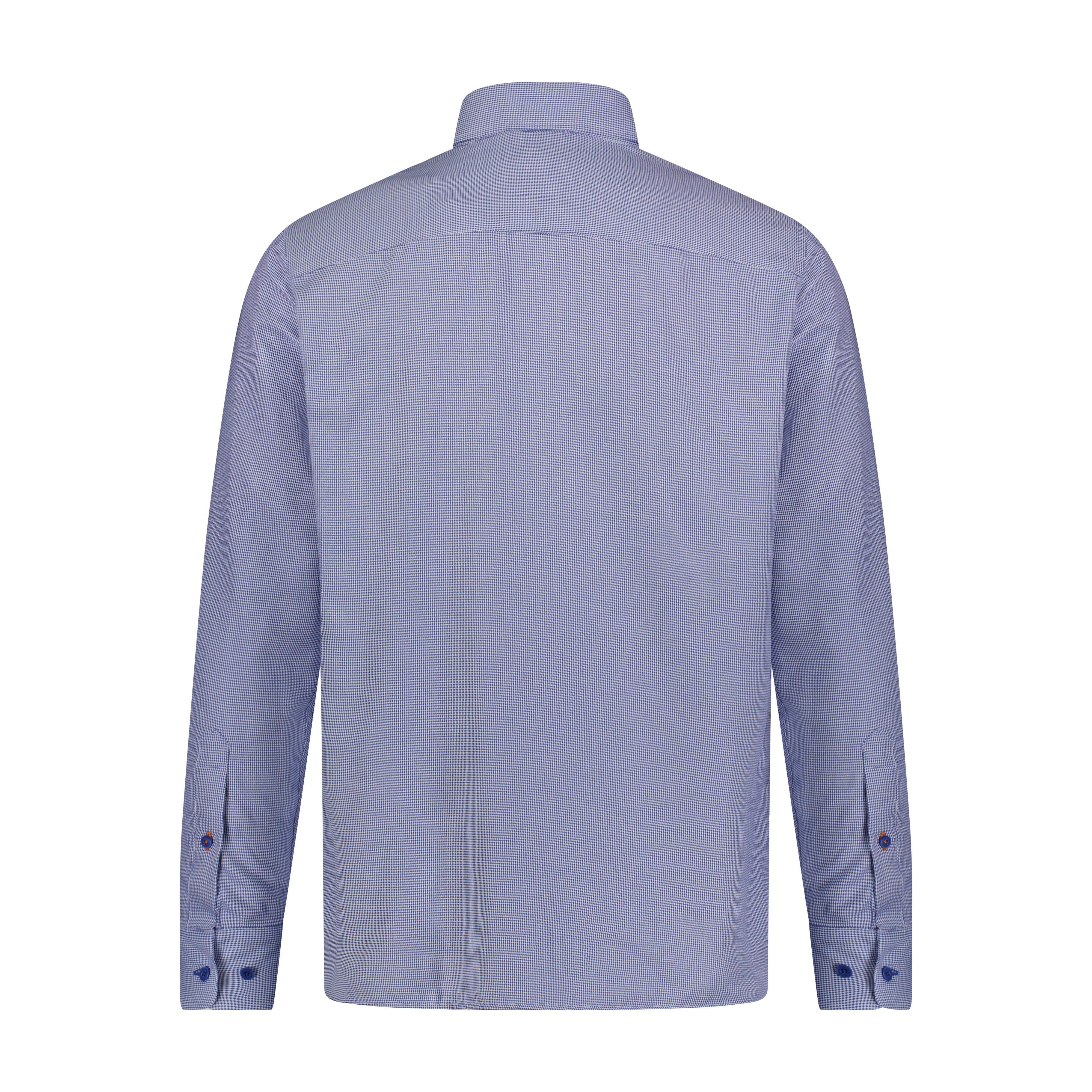 White Blue Houndstooth Long Sleeve Shirt M / Blue
