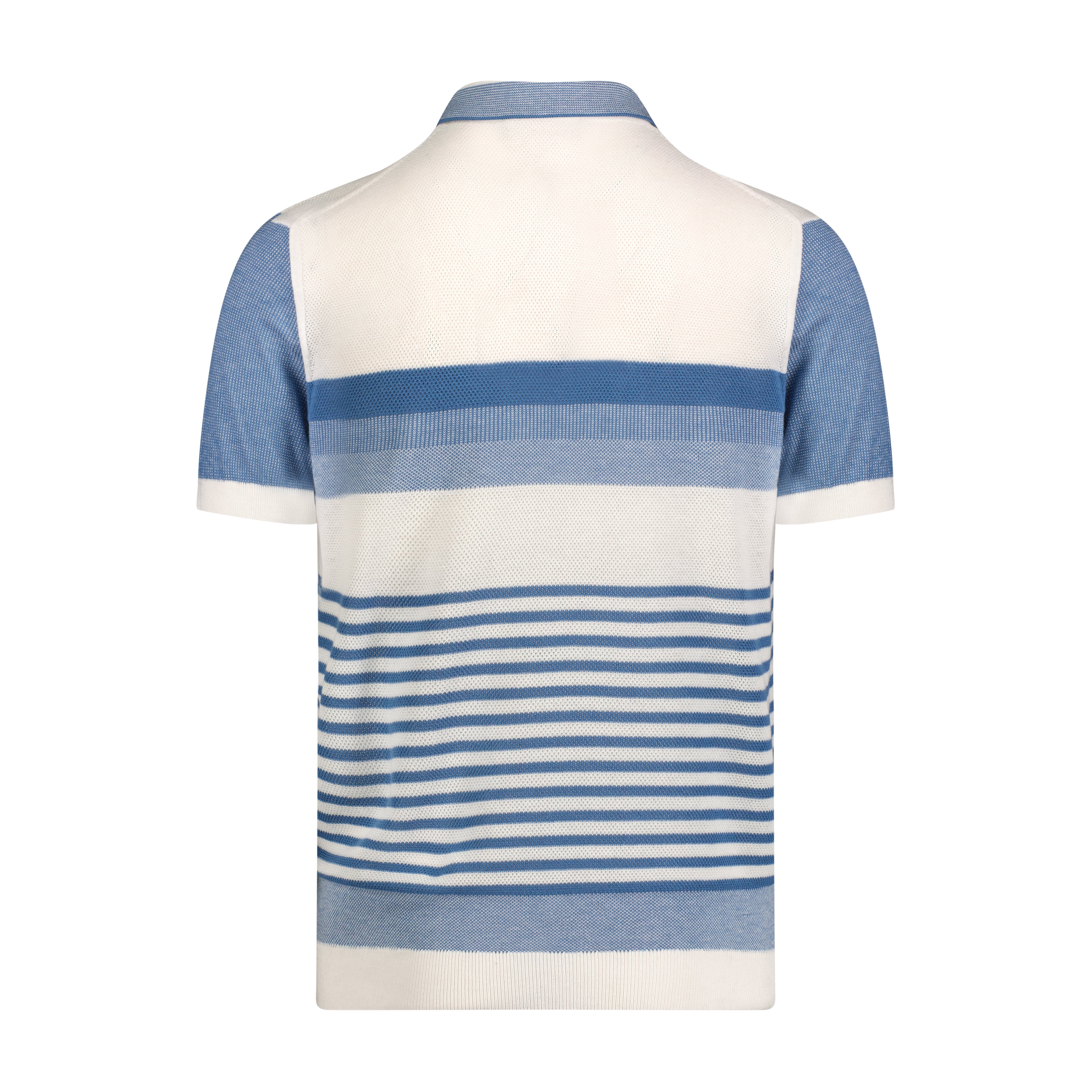 White with Indigo Assorted Stripe Short Sleeve Knit Polo