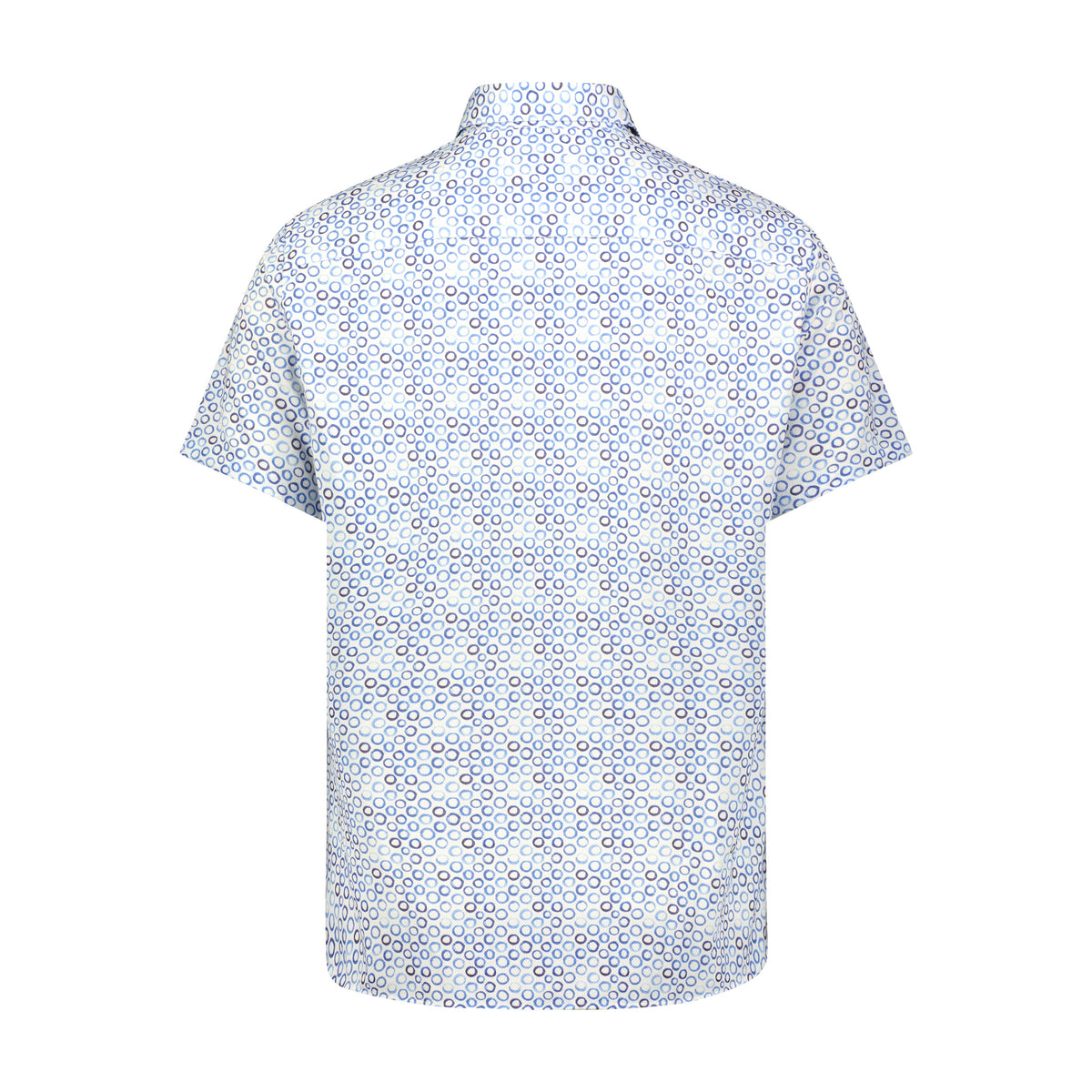 White with Navy Dots Print Short Sleeve Shirt
