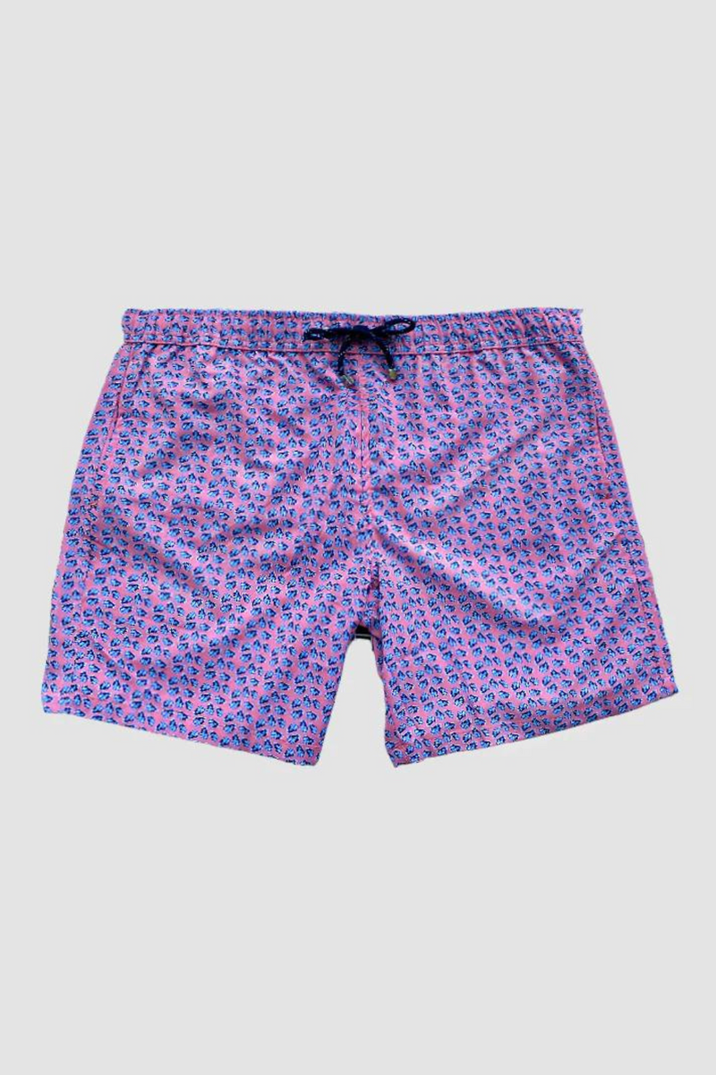 Pink with Leaves Swim Shorts