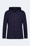 Navy Knit Hooded Button Sportcoat