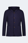 Navy Knit Hooded Button Sport Coat