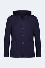 Navy Knit Hooded Button Sportcoat