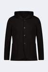 Black Knit Hooded Button Sportcoat