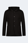 Black Knit Hooded Button Sport Coat