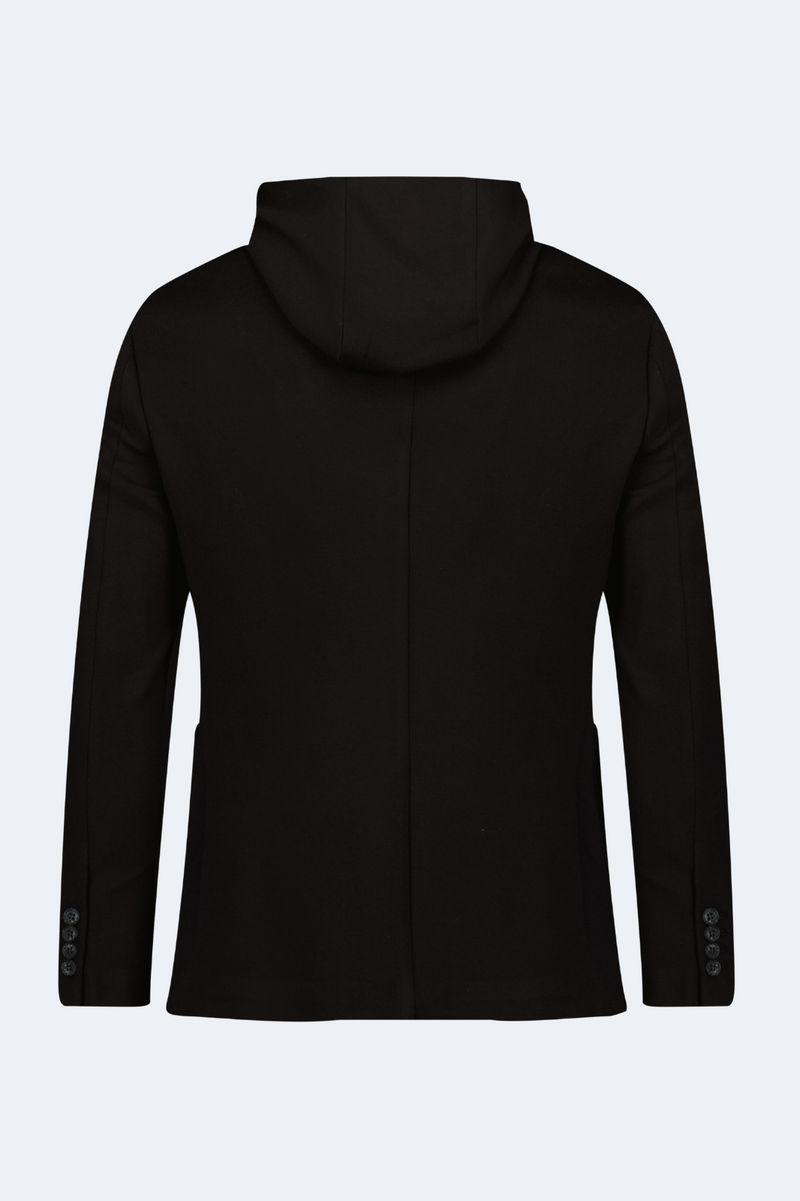 Black Knit Hooded Button Sportcoat