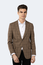 Tan and Black Houndstooth Plaid Sportcoat