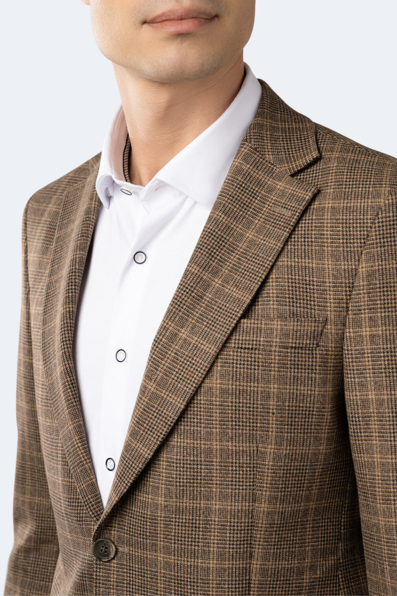 Tan and Black Houndstooth Plaid Sportcoat