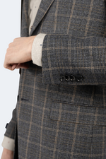 Grey and Black Houndstooth Plaid Sportcoat