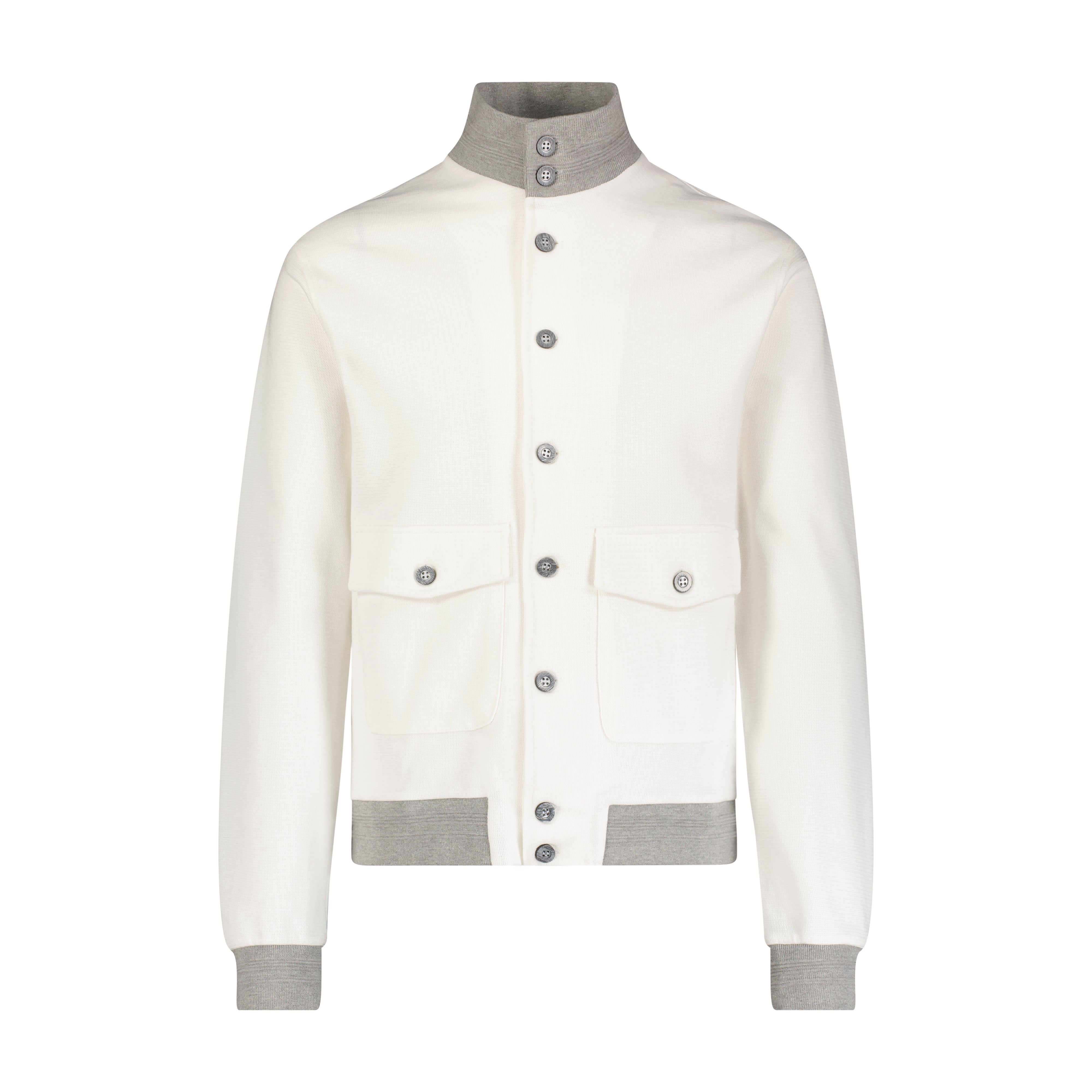 White Buttoned Bomber Jacket