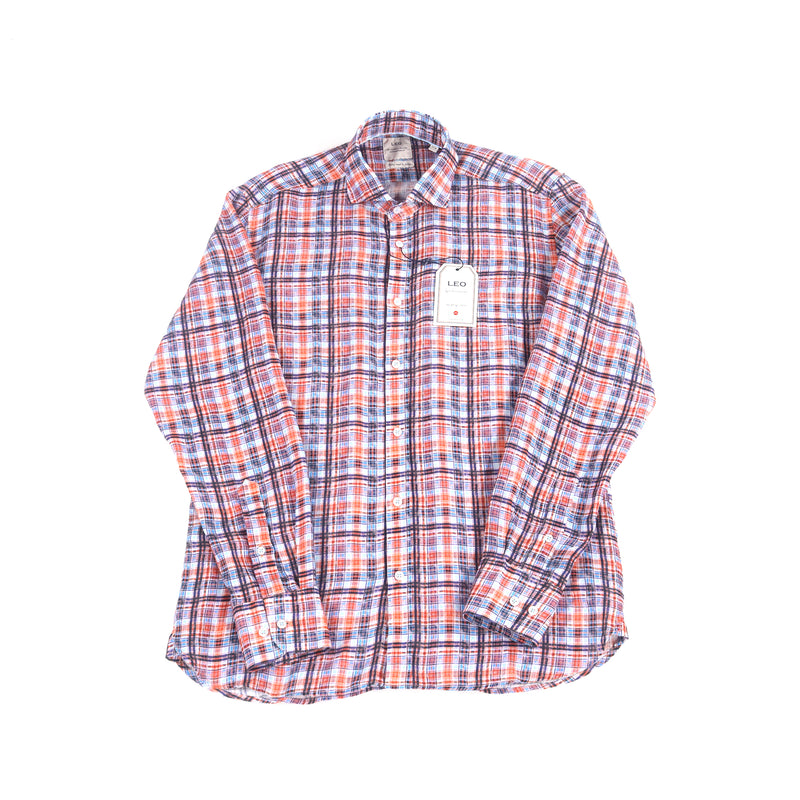SS23 Leo Orange and Navy Plaid Shirt