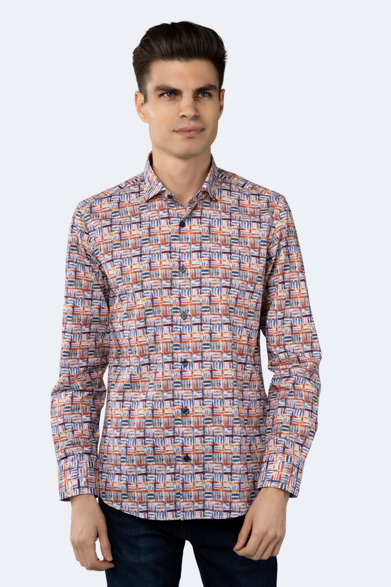 Leo Multicolor Crisscross Boxes Shirt – Luchiano Visconti Online