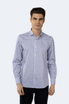 Leo White and Navy Stripe Jacquard Shirt