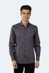 Leo Pigeon Blue and Beige Plaid Stripe and Boxes Jacquard Shirt